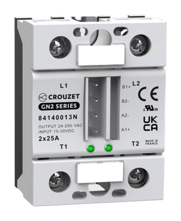 Crouzet 84140013N. Solid State Relay, 25A, 24-280Vac, Panel