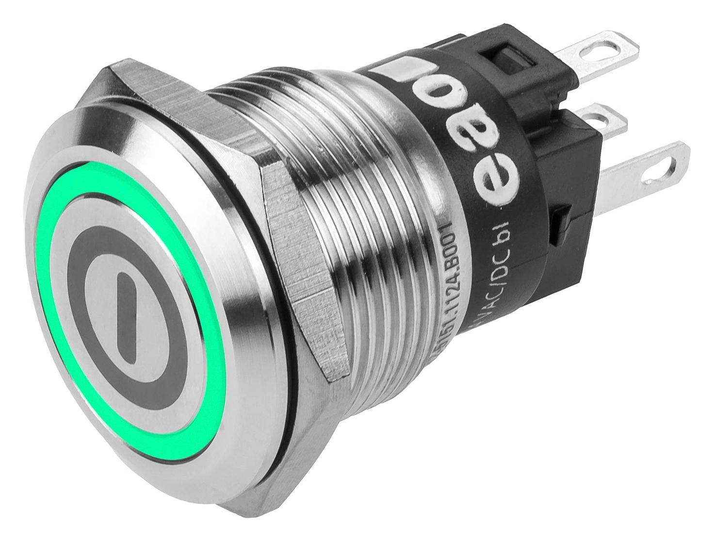 EAO 82-5151.2133.b001 Anti Vandal Sw, Spdt, 3A/240V, 19mm, Grn