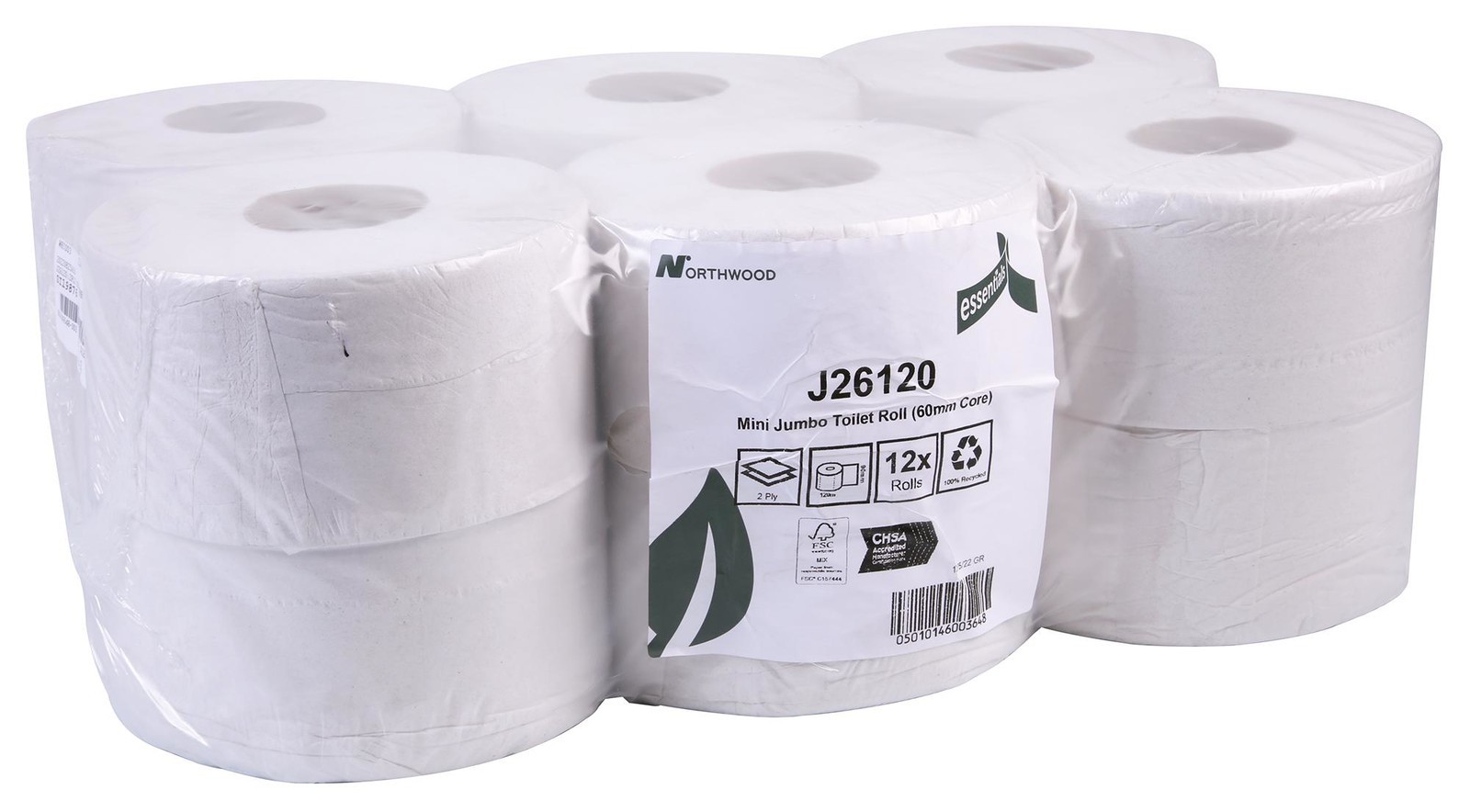 Essentials J26120 2Ply Mini Jumbo Toilet Roll (Pk12)