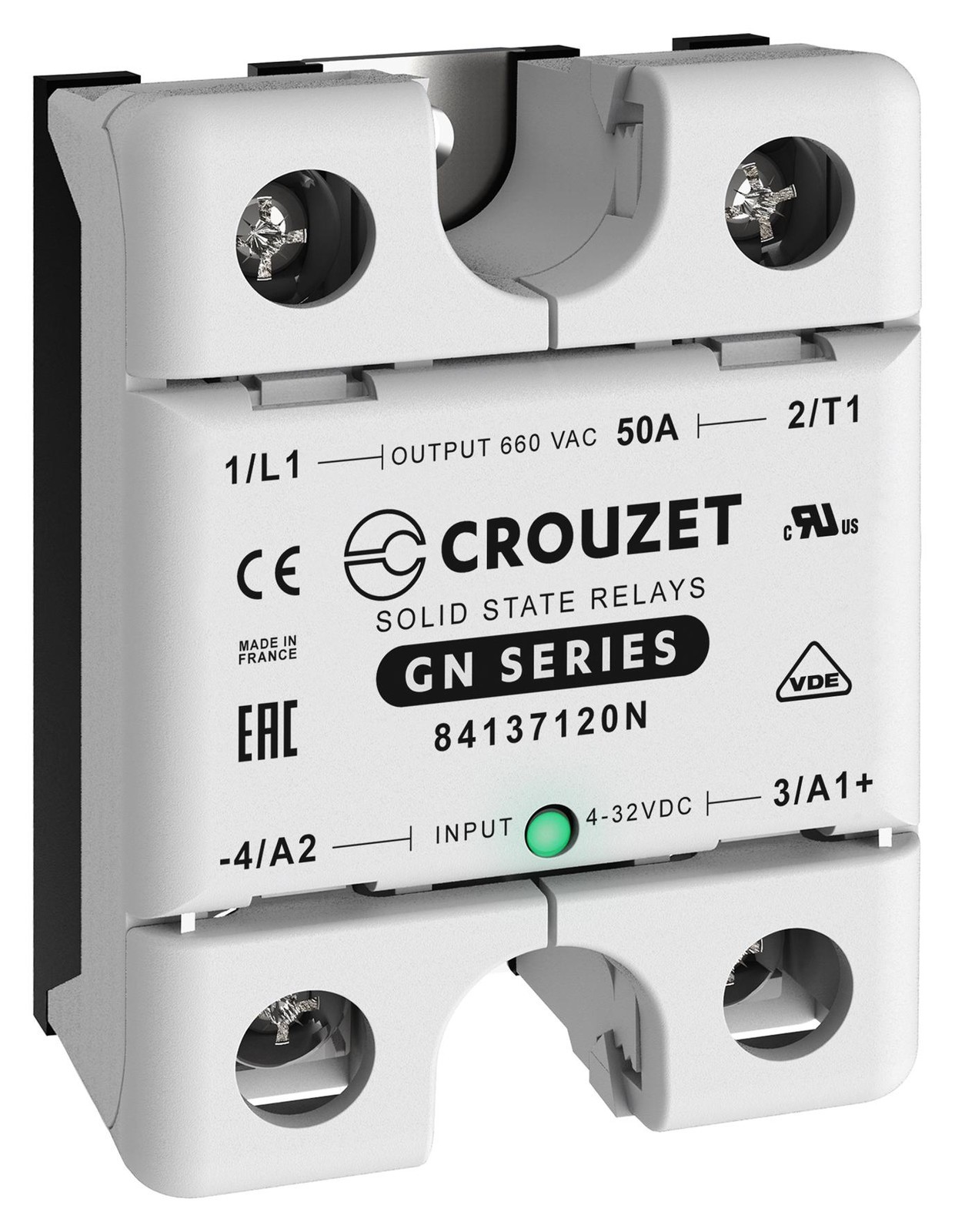 Crouzet 84137120N Solid State Relay, 50A, 48-660Vac, Panel