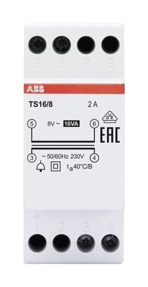 Abb Ts16/8 Bell Transformer, 8V, 2A, 16Va