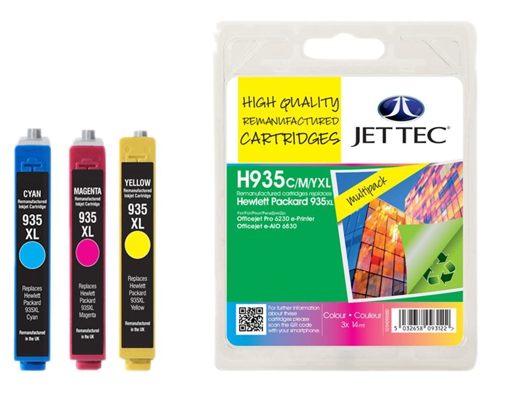 Jet Tec 101H093550 Ink Cart, Hp935Xl Cmy, Reman