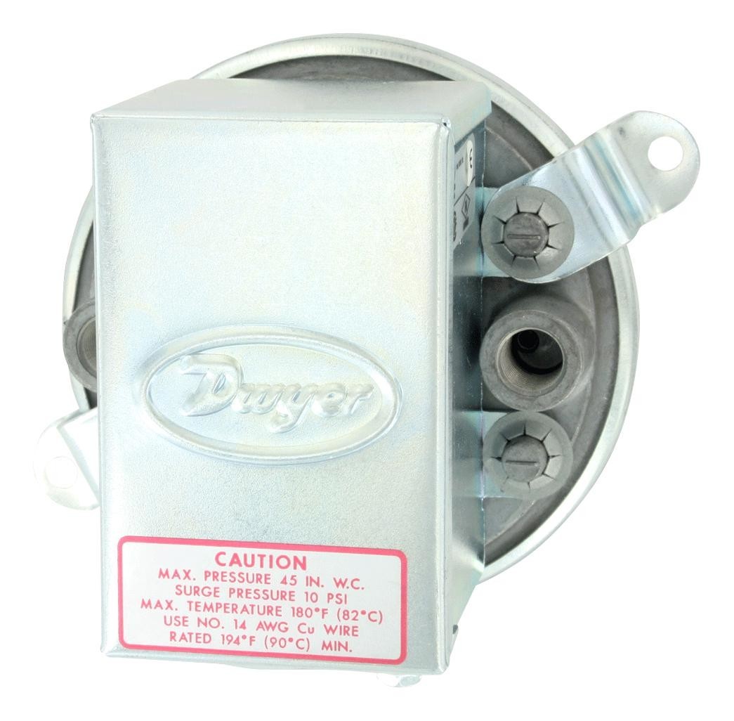 Dwyer 1910-1 Pressure Switch, 1.6Inch-H2O, 1/8