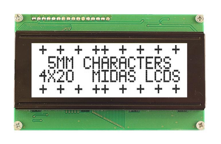 Midas Displays Mc42005A6W-Fptlws-V2 Lcd Module, 20 X 4, Cob, 4.75mm, Fstn