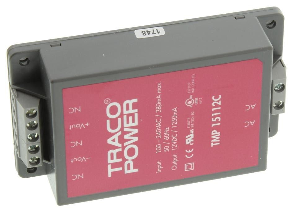 TRACO Power Tmp 15112C Power Supply, Enclosed, 12V, 1.25A, 15W