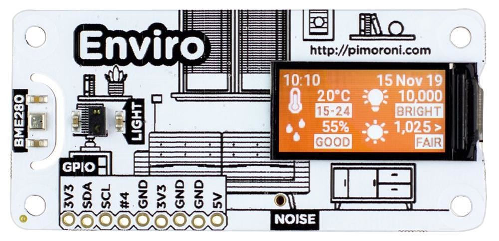 Pimoroni Pim486 Enviro Phat Board, Enviro, Air Quality