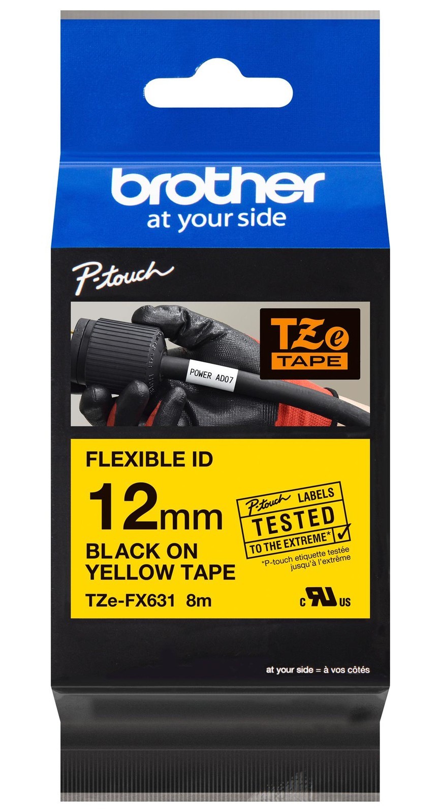 Brother Tze-Fx631 Tape, 12mm, Black/yellow, Flexible