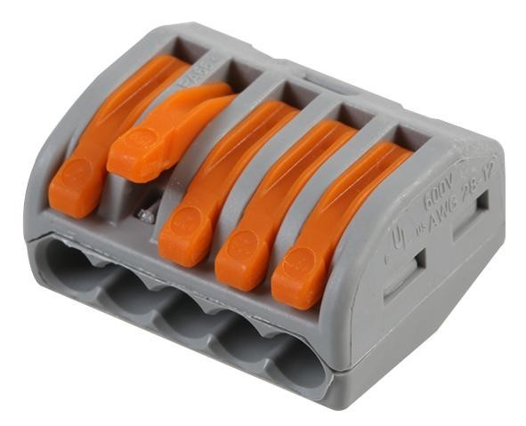 WAGO 222-415 Terminal Block, Pluggable, 5Pos, 12Awg