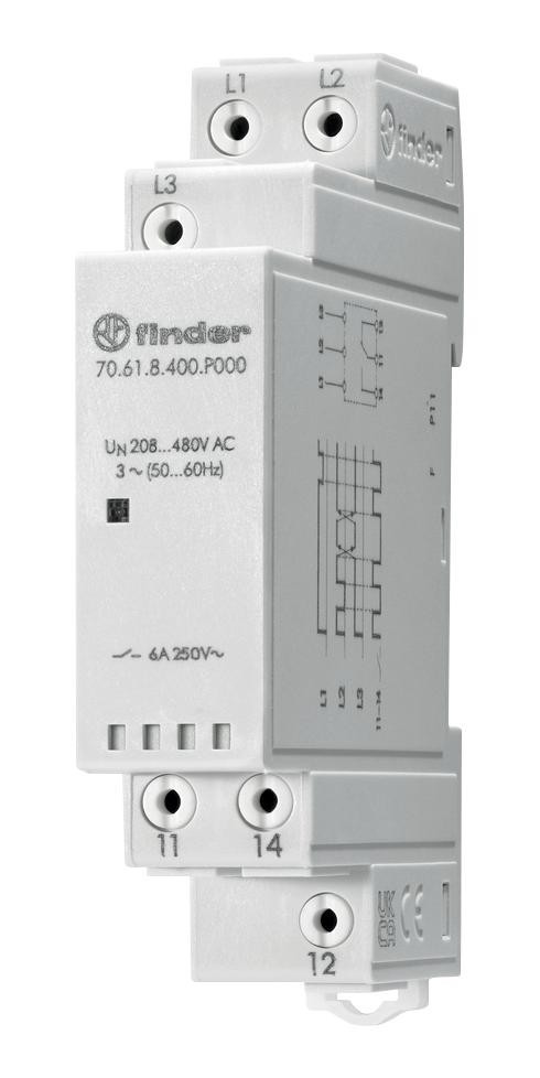 Finder Relays Relays 70.61.8.400.p000 Phase Monitoring Relay, Spdt, 6A, 400Vac