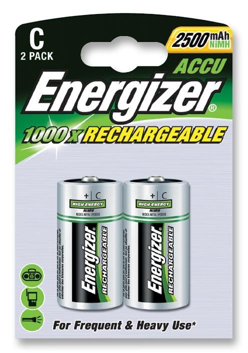 Energizer 626148 Battery, NImh, C, 2500Mah, Pk2, Power+