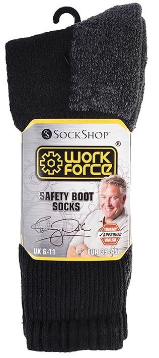 Work Force Wfh0090 Blk Work Boot Socks, Black, 6-11 (Pk3)
