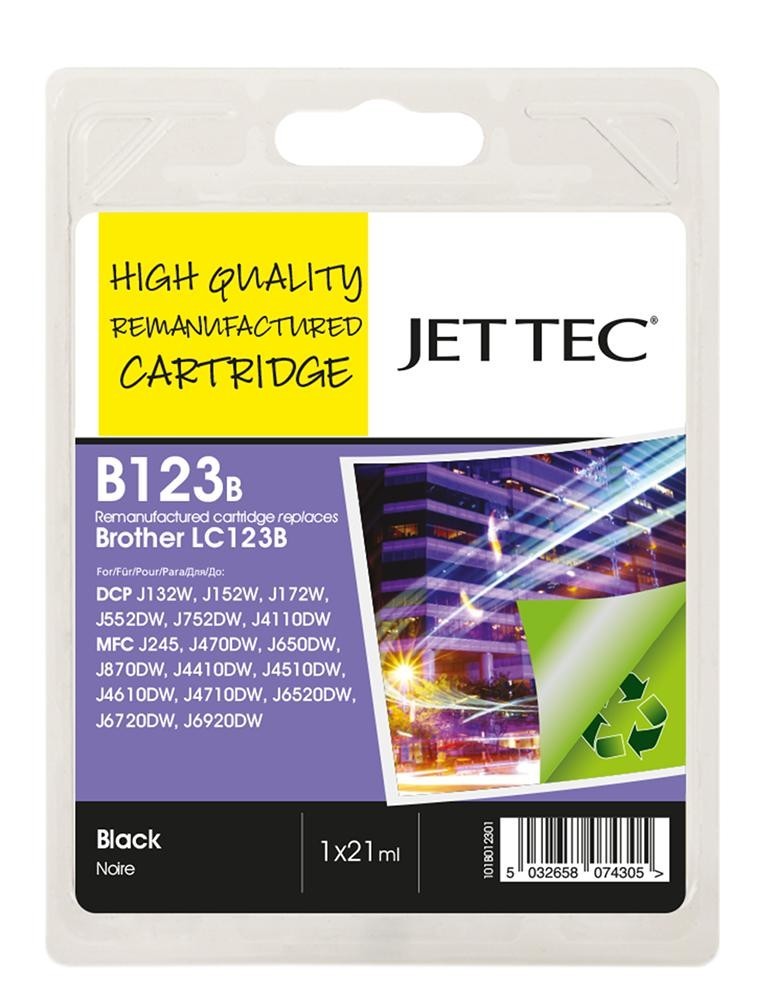 Jet Tec 101B012301 Ink Cart, Lc123 Black, Remanufactured