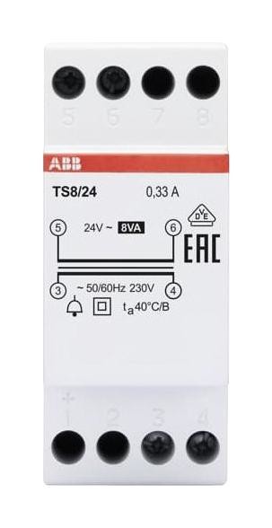 Abb Ts8/24 Bell Transformer, 24V, 0.33A, 8Va