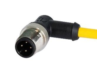 HARTING 21350300416050 M12 A-Code 4-Pin Angled Male To Open End, 5M, Pvc Yellow Jacket 51Ak5472