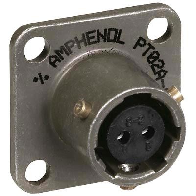 Amphenol Industrial Pt02A-8-2S Circular Connector, Receptacle, Size 8, 2 Position, Box