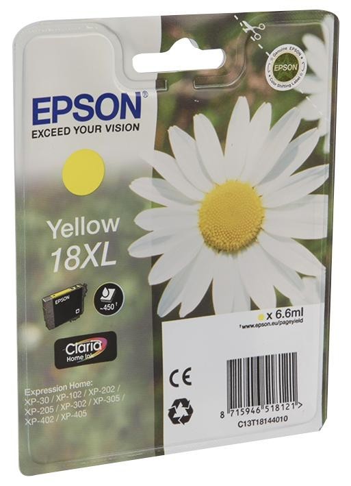 Epson C13T18144010 Ink Cartridge, T1814, 18Xl, Yellow, Orig
