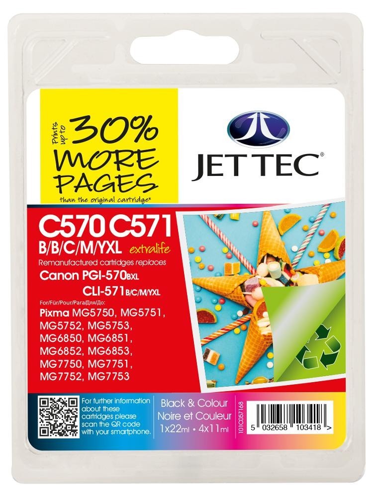 Jet Tec 101C057168 Ink Cart, Reman Pgi-570Xl/cli-571Xl Bcmy