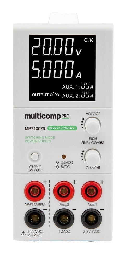 Multicomp Pro Mp710079 Power Supply, Bench, 3 Ch, 20V, 5A, 100W