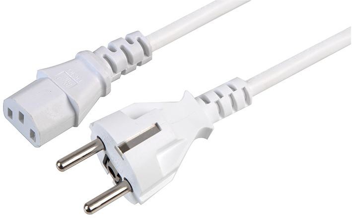 Pro Elec H3-2Amvb-C10 White Lead, Schuko To Iec White 2M