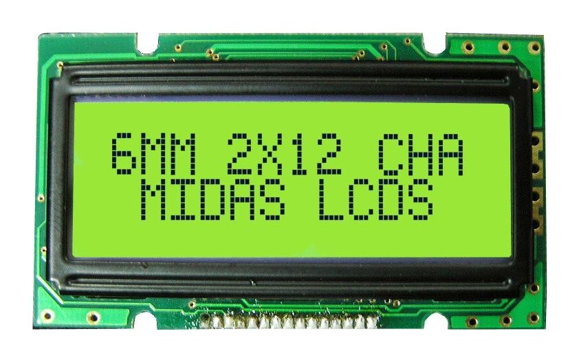 Midas Displays Mc21205A6W1-Sptly Alphanumeric Display, Stn, 5.5mm, Cob