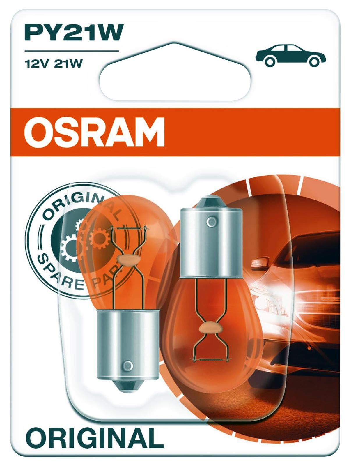 Osram 7507-02B Lamp, Py21W 581 12V 21W Bau15S Amber 2Pk