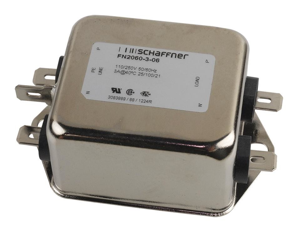 Schaffner Fn2060B1006 Power Line Filter, 1-Ph, 10A, 250Vac