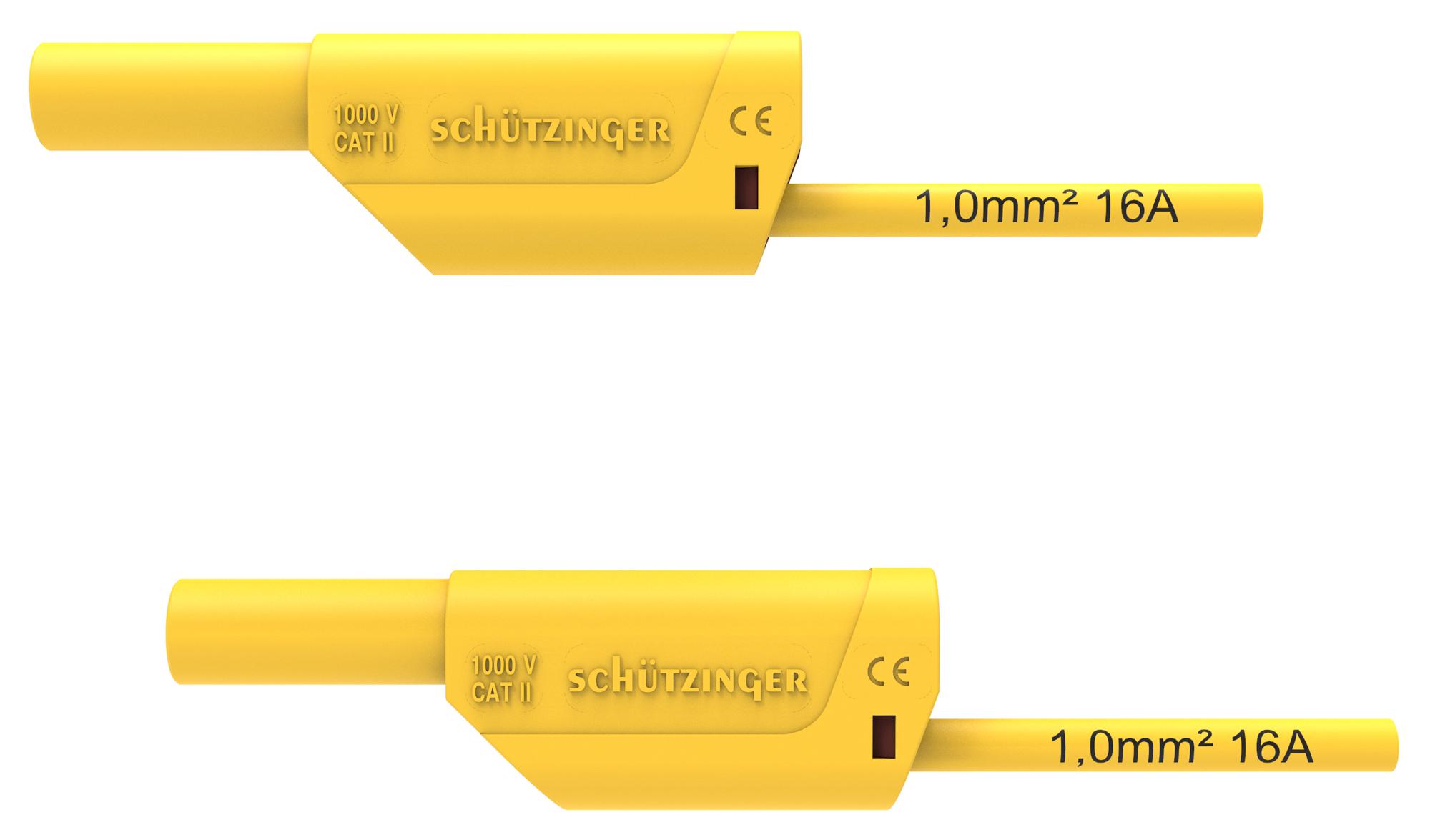 Schutzinger Di Vsfk 8500 / 1 / 100 / Ge 4mm Banana Plug-Sq, Shrouded, Yellow, 1M