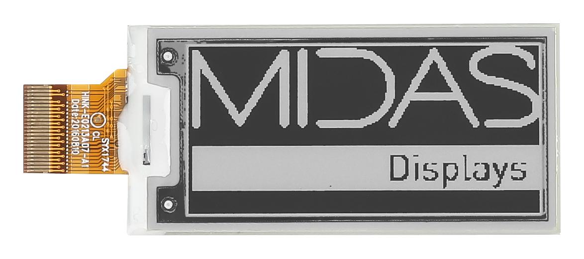Midas Displays Mde0213A122250Bw E-Paper Display, 122 X 250 Pixels, 2.13