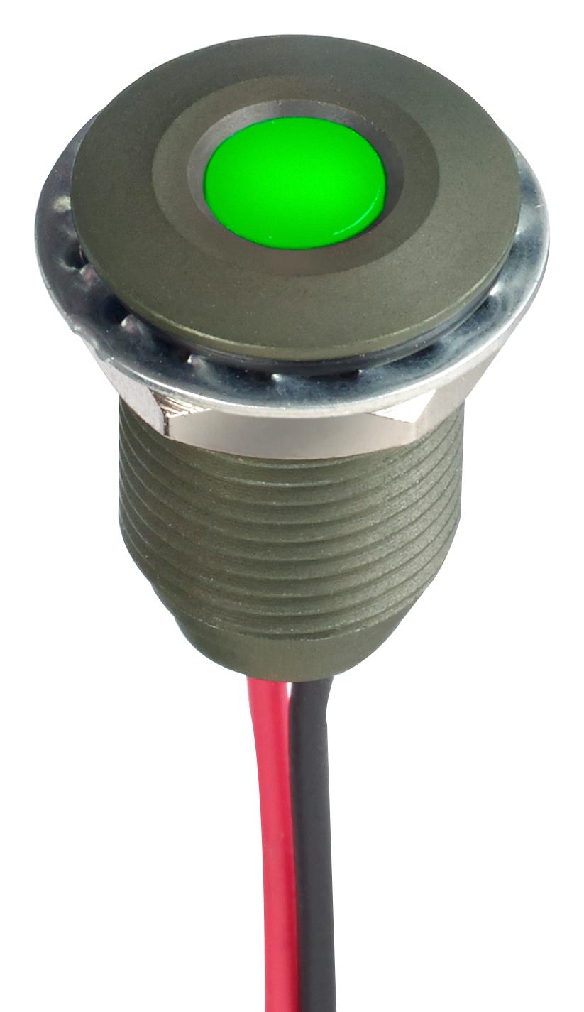 APEM Q10F5Akxxg12E Led Panel Indicator, Green, 10mm, 12Vdc