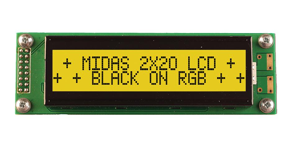Midas Displays Md22005A6W-Fptlrgb Lcd Module, 20 X 2, Cob, 5.55mm, Fstn