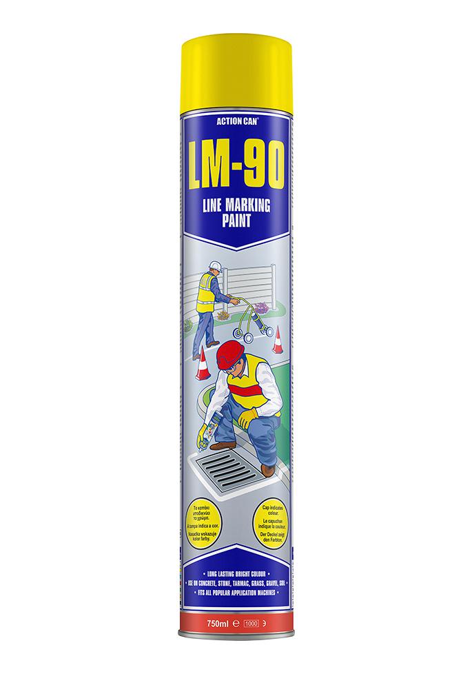 Action Can Lm-90 Yellow, 750Ml Marking Paint, Aerosol, Yellow,750Ml