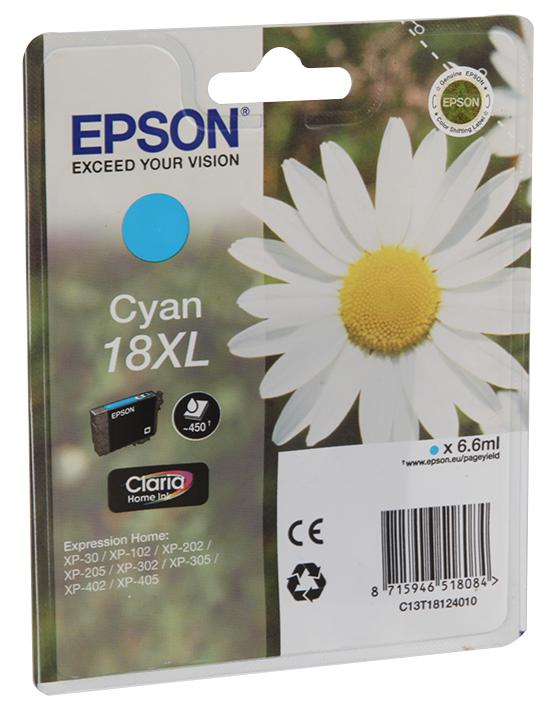 Epson C13T18124010 Ink Cartridge, T1812, 18Xl, Cyan, Orig