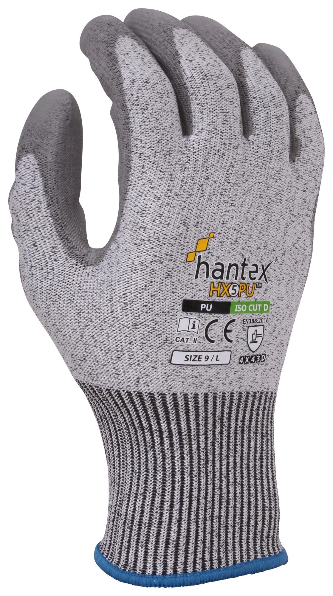 Uci G/hantex-Hx5/pu/09 Gloves, Hppe, Grey, L