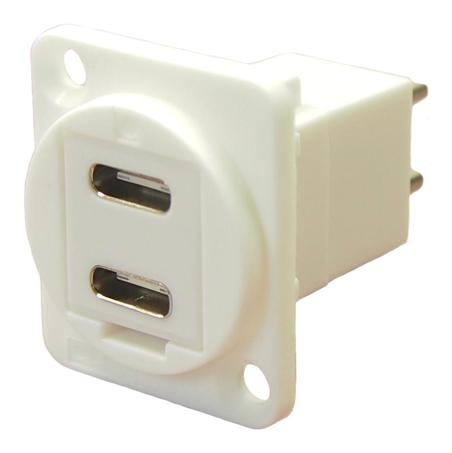 Cliff Electronic Components Cp30212W Dual Usb Adapter, Type C Rcpt-Plug