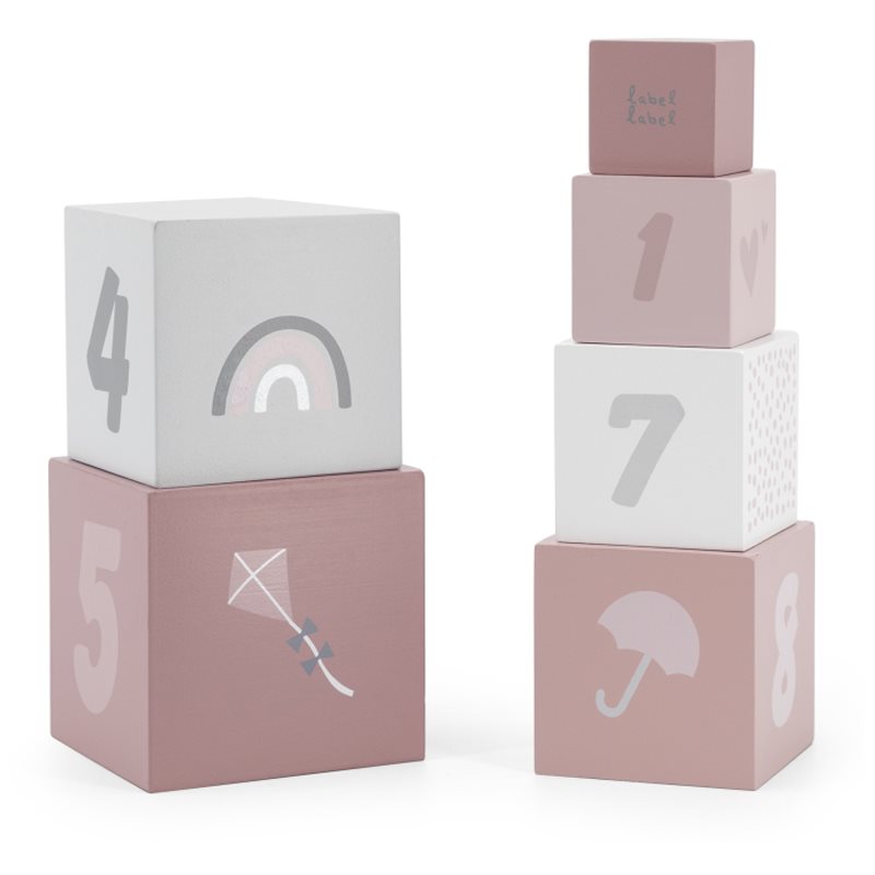 Label Label Stacking Blocks cubes wooden Pink 18m+ 6 pc