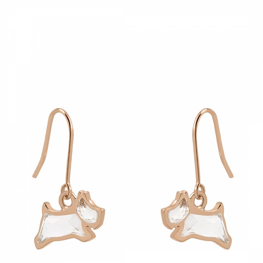 18ct Rose Gold Plated Sterling Silver Clear Stone Jumping Dog Earrings