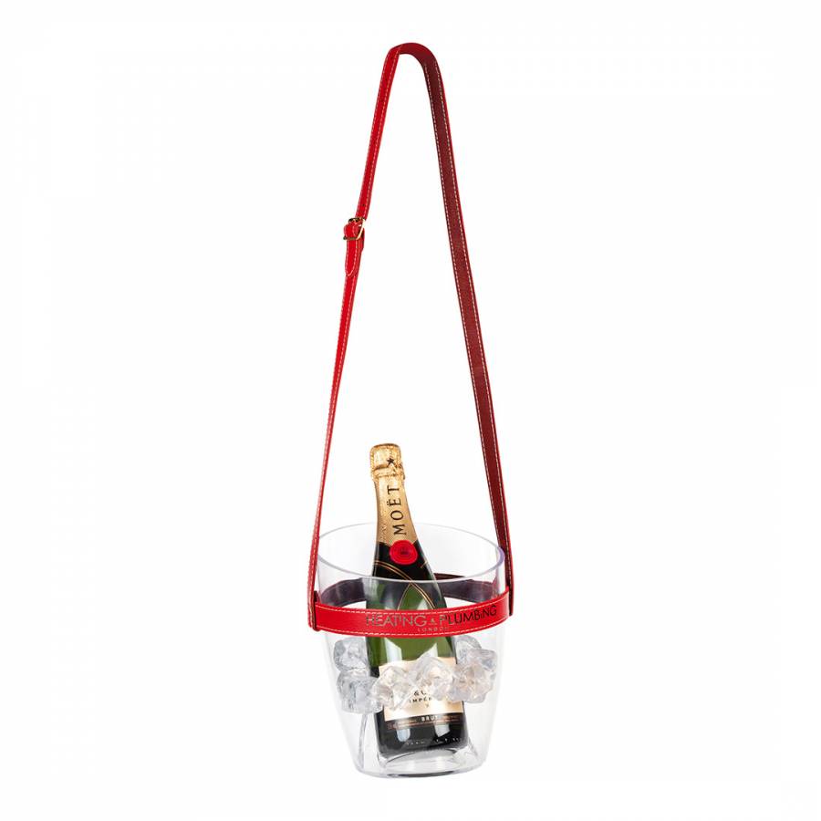 Champagne Bucket With Red Leather Strap
