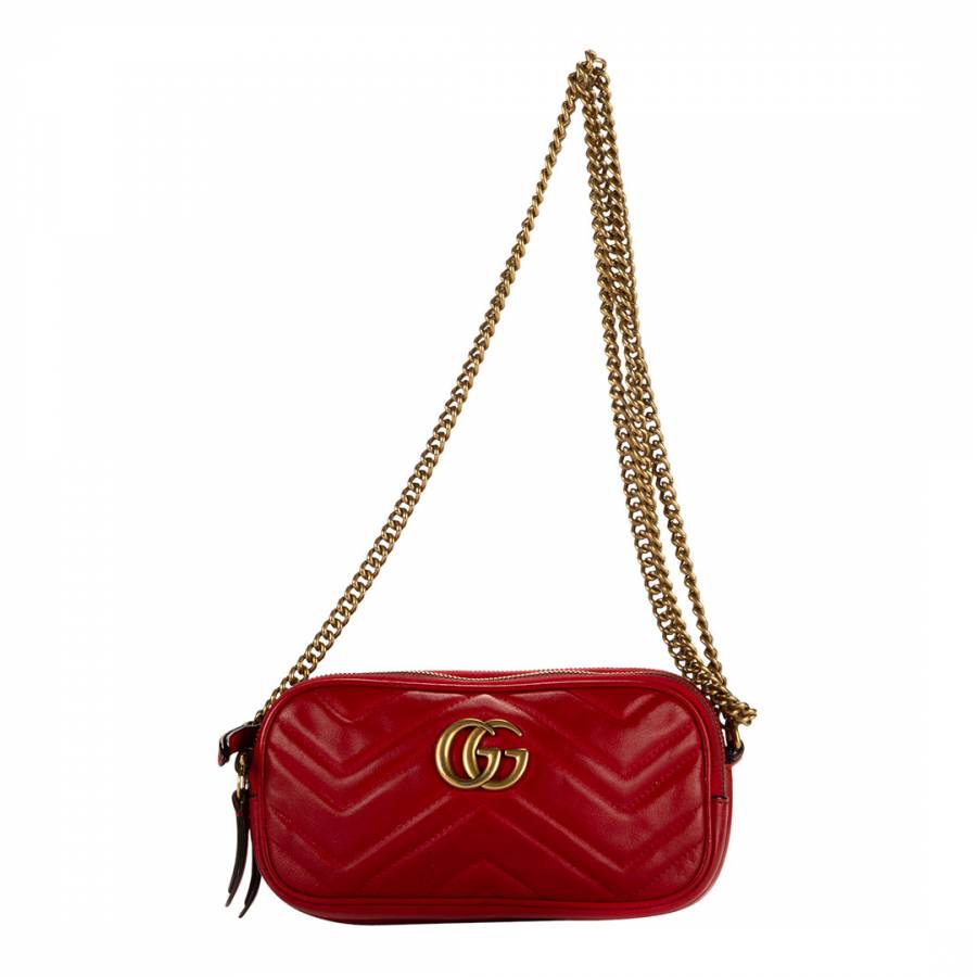 Red Gucci Marmont Triple Zip Shoulder bag