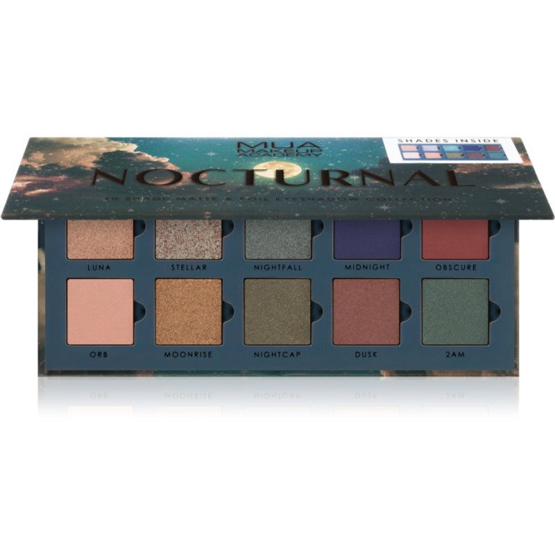 MUA Makeup Academy Nocturnal eyeshadow palette with 10 shades 11 g