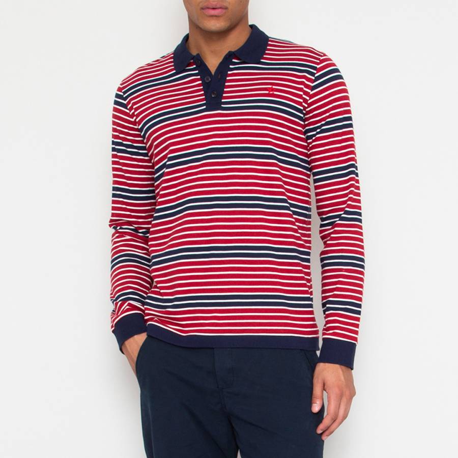 Red/Navy Stripe Cotton Polo