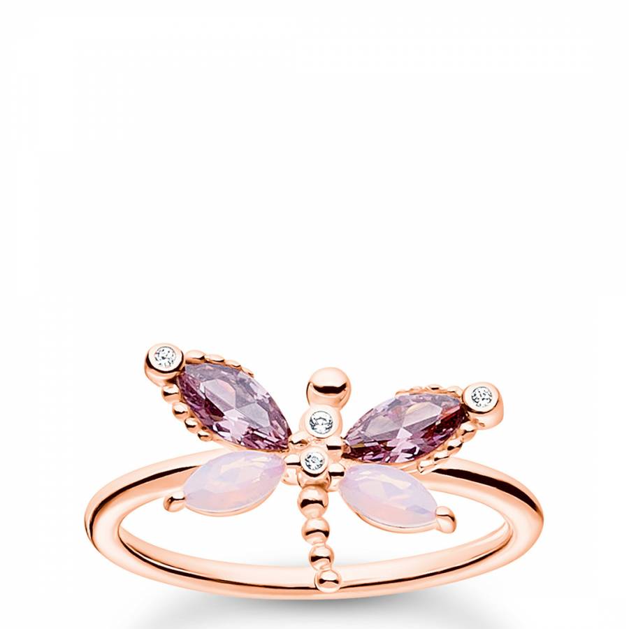 Rose Gold Purple Butterfly Charming Ring
