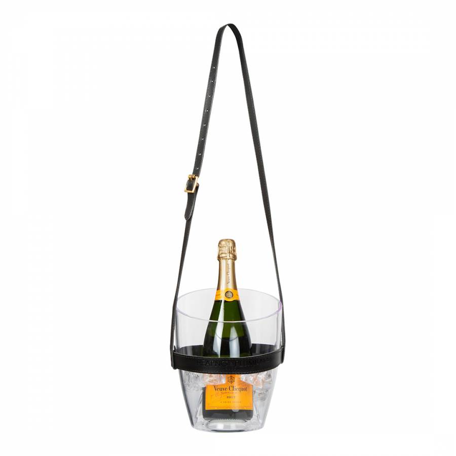 Champagne Bucket With Black Leather Strap