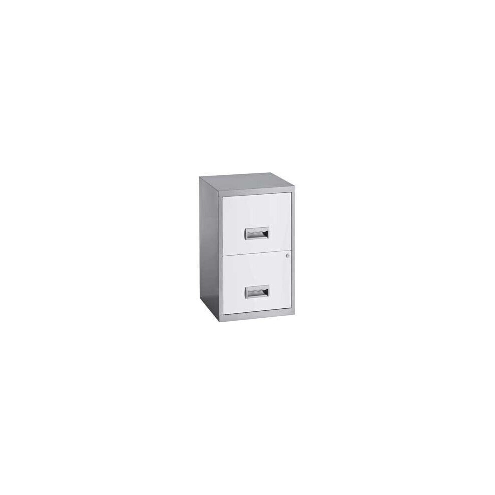 Pierre Henry 2Â Drawer Maxi Filing Cabinet A4 Modern Silver / White