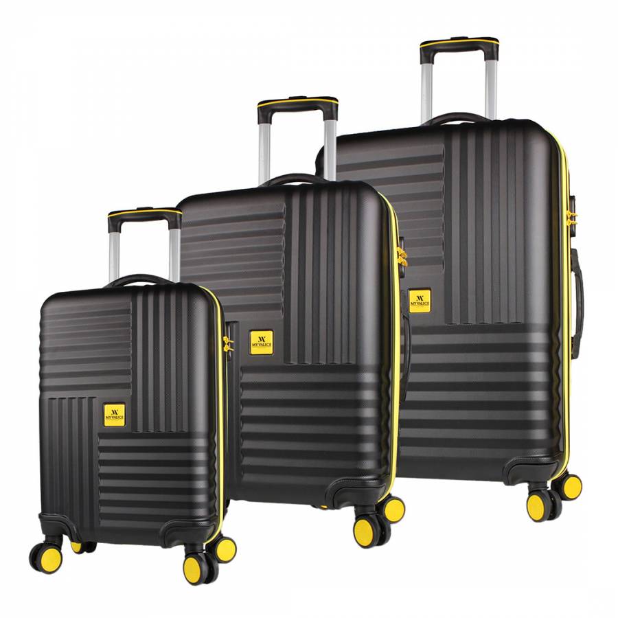 Black PLEKOB Set of 3 Suitcases