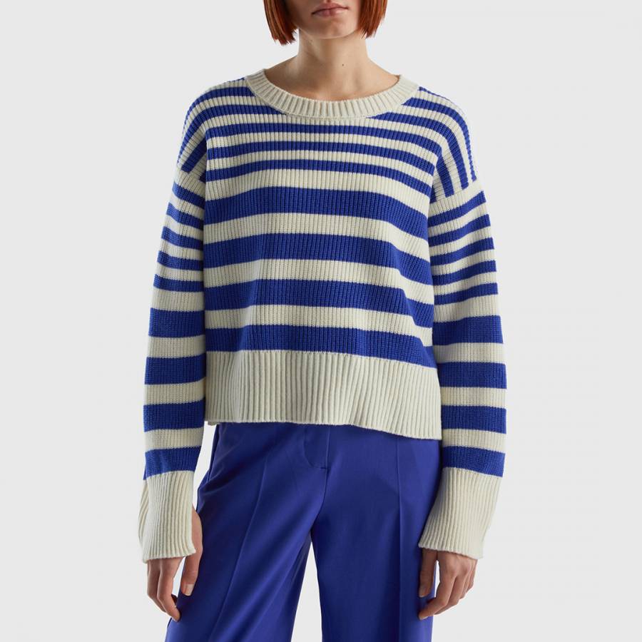 Blue Striped Wool Blend Jumper