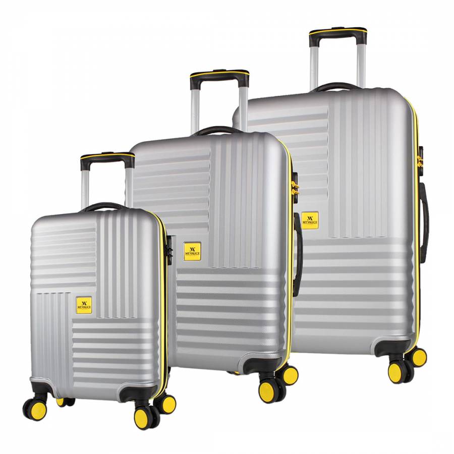Grey PLEKOB Set of 3 Suitcases
