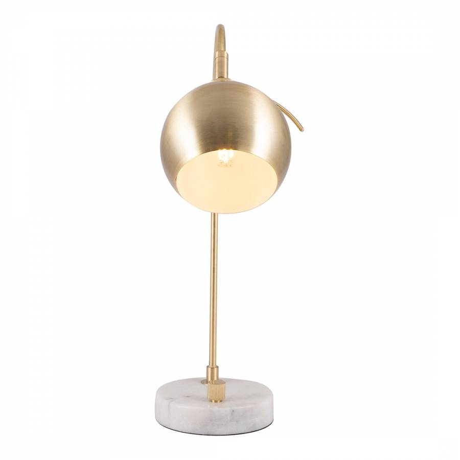 FelicianiÃÂ Brushed Brass Metal and White Marble Task Lamp