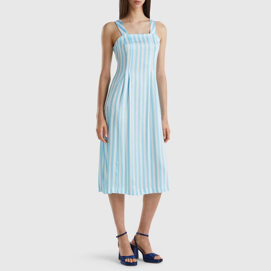Light Blue Striped Midi Dress