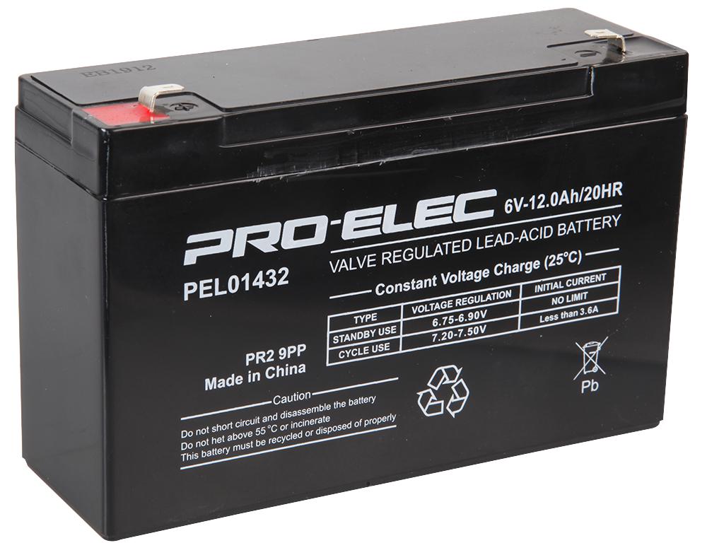 Pro Elec Pel01432 Battery,lead Acid,12Ah,6V