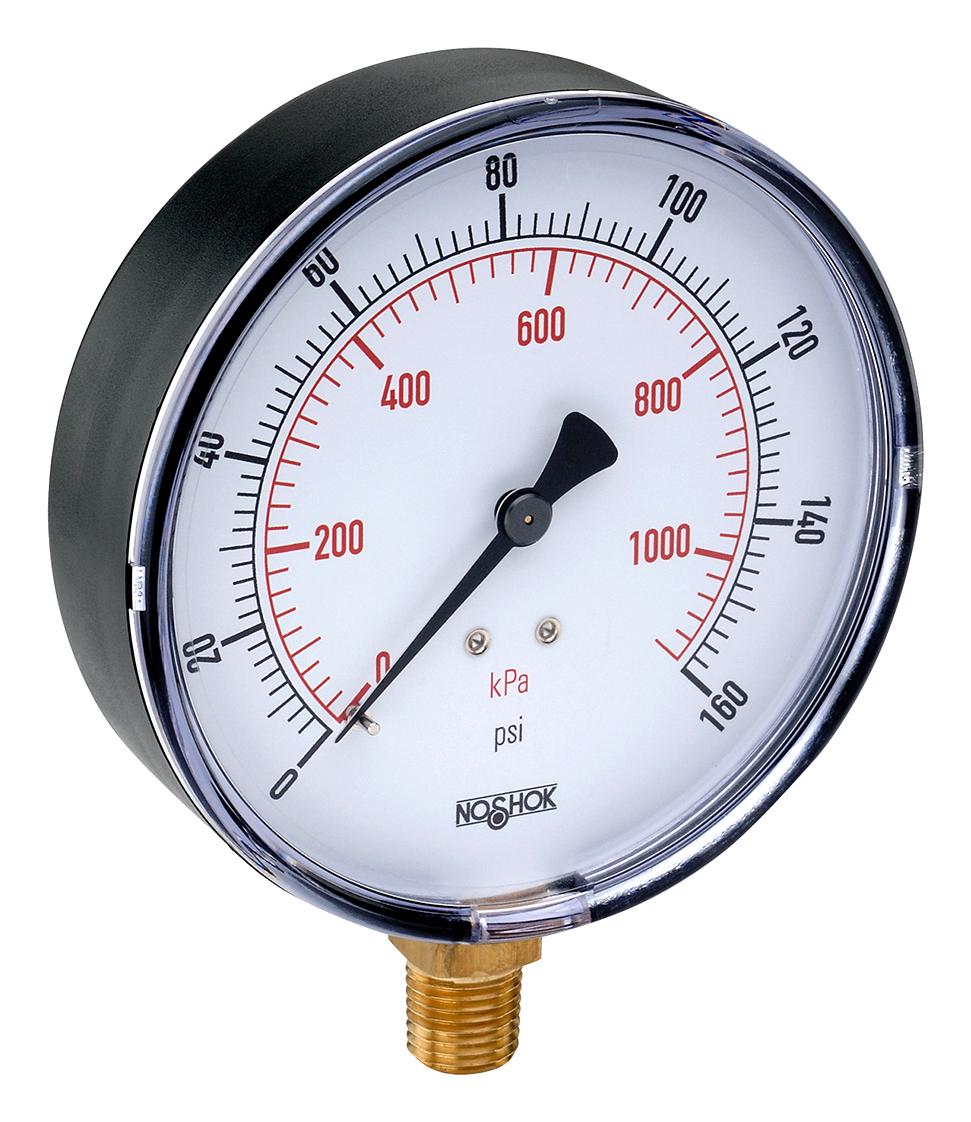 Noshok 15-100-160-Psi/kpa Pressure Gauge, 160Psi, 1/8